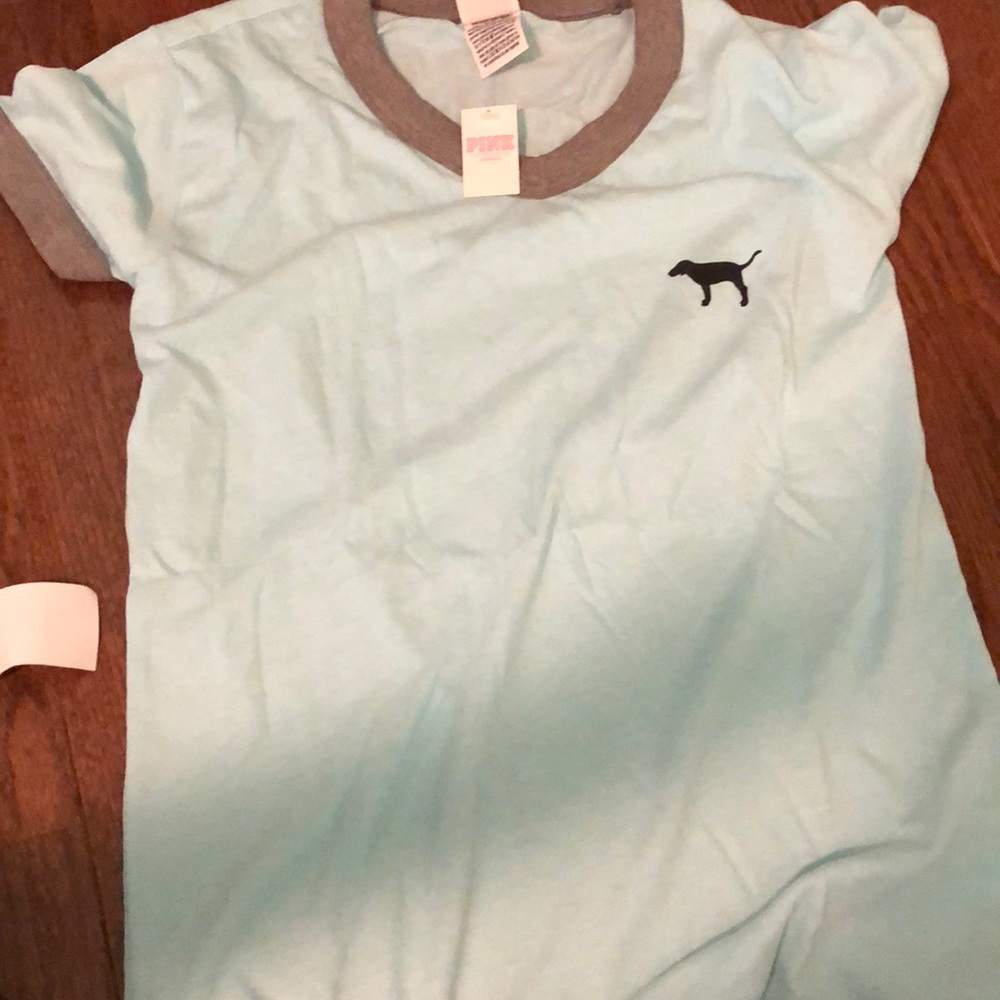 light blue victoria’s secret pink T shirt
